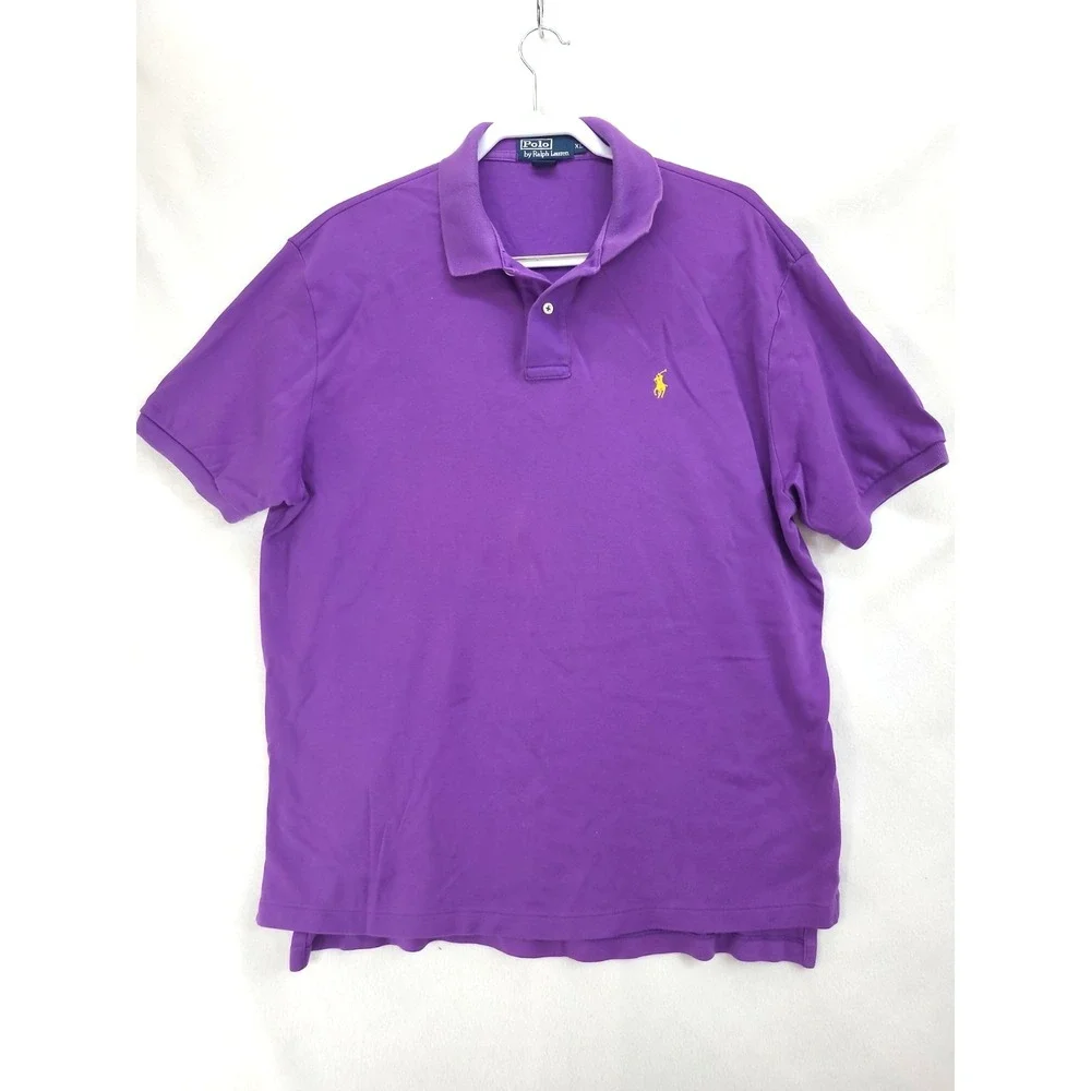 Polo Ralph Lauren Mens Polo Shirt XL Purple w Gold Pony Que Preppy Old Money